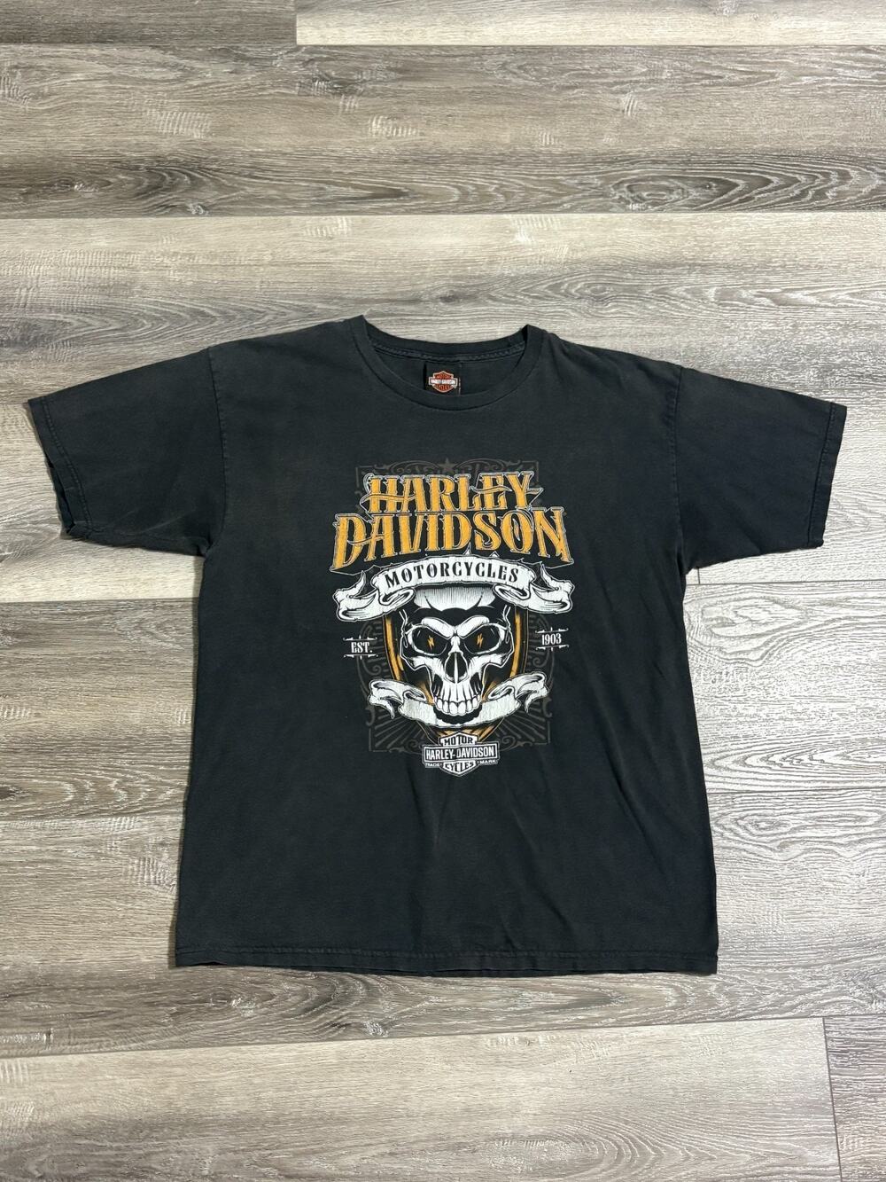 Vintage Harley Davidson Motorcycles Faded Black Skull Shirt Biker - Men’s Large